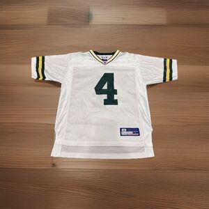 Vintage Brett Favre Reebok NFL Green Bay Packers White Youth Large #4 Jersey